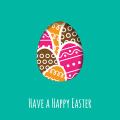Simple Easter wishing card with eggs in flat design