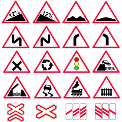Set of the road signs vector icon.
