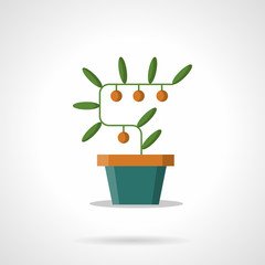 Money tree with coins flat color vector icon