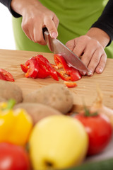 Woman chopping vegetables
