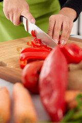 Woman chopping vegetables