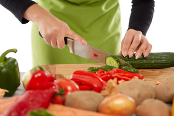 Woman chopping vegetables
