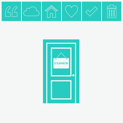 Door vector icon. Closed door symbol.