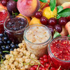 Mix of jams and fruits
