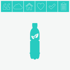 A bottle of water with bio symbol - vector icon.