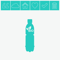 A bottle of water with bio symbol - vector icon.