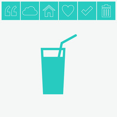 Soft drink vector icon. Glass of water sign icon.