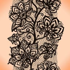 Abstract seamless lace pattern with flowers.