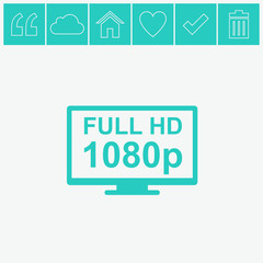 Full hd widescreen TV vector icon.