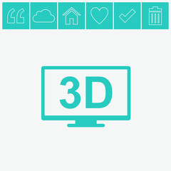 3D TV vector icon.
