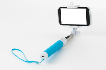 Smart phone on a selfie stick.
