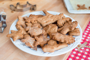 Christmas cookies on plate during winter vacation