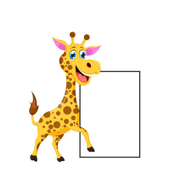 cute giraffe with blank sign