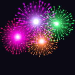 Vector Illustration of Fireworks. Isolated on a black background