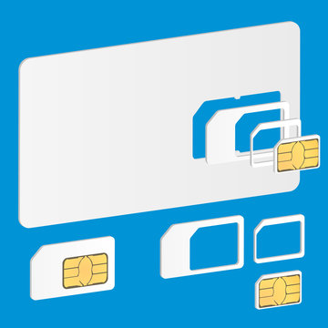 3D Blank Sim Card. Vector Illustration