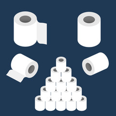 toilet paper roll set vector