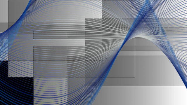 fantastic video animation with wave object and rectangles in motion - loop HD 1080p