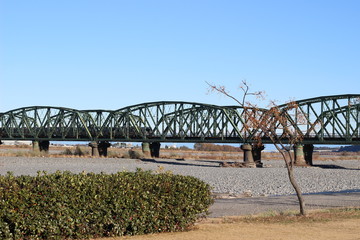 大井川にかかったトラス橋