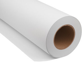 Roll  paper for printers and engineering machines. Object is isolated on white background without...