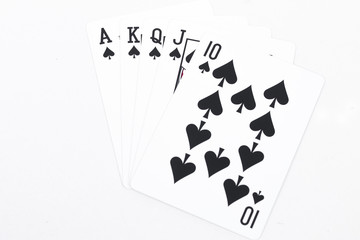 Playing cards isolated on white background
