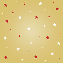 White and red stars with gold background for Christmas festival.