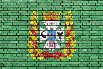 flag of Gomel Region painted on brick wall