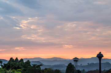 Fototapeta premium guard tower on sunset sky