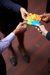 assembling jigsaw puzzle