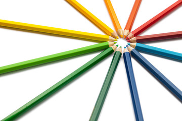 Naklejka premium Colour pencils on white background