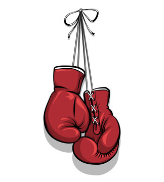Hanging boxing gloves vector