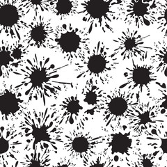 Paint spots background or ink splashes seamless pattern