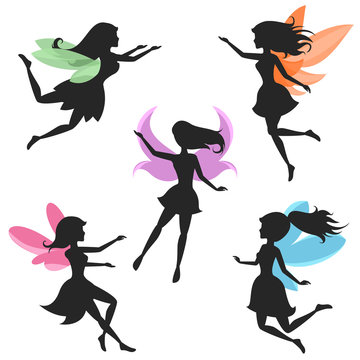 Fairy silhouettes vector