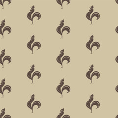 Cock vector art background design for fabric and decor. Seamless