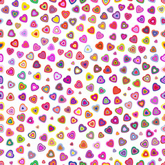 Many different color hearts. Seamless pattern