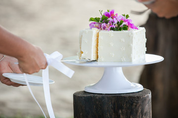 cutting the wedding cake