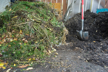 Composting  - ready  and fresh composting piles