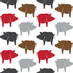 Vector seamless pattern with pig on white background. wallpaper