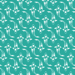Koi fish vector art background design for fabric and decor. Seam