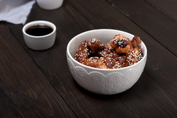 chicken wings in soy sauce with honey and sesame