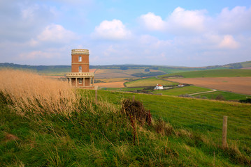 Clavell Tower overlooking Kimmeridge Bay east of Lulworth Cove on the Dorset coast England uk 