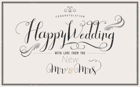 Happy Wedding calligraphy design