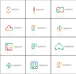 Set of linear abstract logos and swirl shapes. Company emblem, business icon