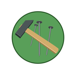 A hammer and nails/ A hammer and nails, the chief Builder of houses, sheds, stables, barns, huts, orchard, icon, icons, website 