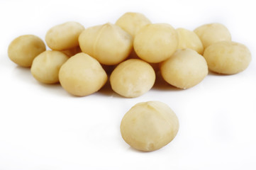 macadamia nuts isolated on white background