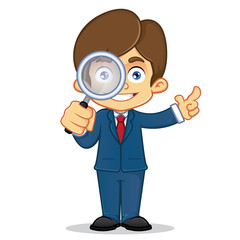 Businessman Analyzing With Magnifying Galss