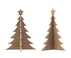 Obraz premium Wooden Christmas tree with star for decoration isolated on white