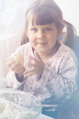 Fototapeta premium girl running with dough