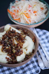 vareniki and coleslaw