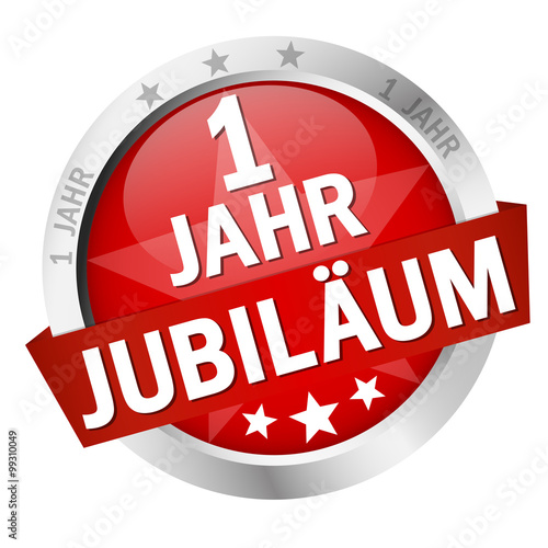 &quot;Button mit Banner &quot; 1 JAHR JUBILÄUM &quot;&quot; Stockfotos und lizenzfreie
