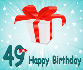 Fototapeta na wymiar 49 year Happy Birthday Card with gift and colorful background in vector EPS10
